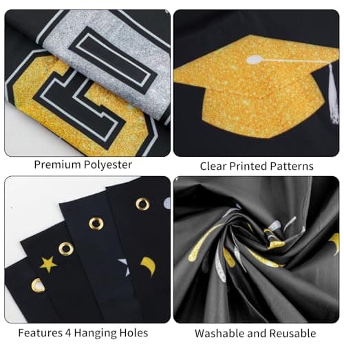 Graduation Decorations 2026 Black Graduation Banner 66.1" x 33.8" Graduation Backdrop Congrats Grad Banner for Outdoor Indoor High School College Class of 2026 Graduation Party Decorations Supplies view 4