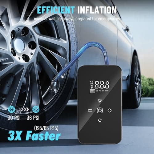 ZOOTEALY Tire Inflator Portable Air Compressor: Cordless Tire Pump for Car Tires with Digital Pressure Gauge & Auto Shutoff - Battery & 12V DC Dual Power Mini Air Pump for Car, Motorcycle, Bike, Balls view 2