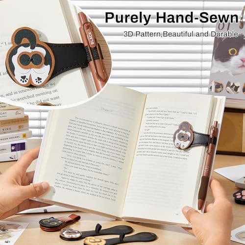 2Pcs Magnetic PU Leather Bookmarks Gift Box, Cute Cat Book Marks for Reading Women, Magnetic Bookmark Set with Double-Sided Magnets, Book Club Gifts for Women, Bookish Gifts view 6