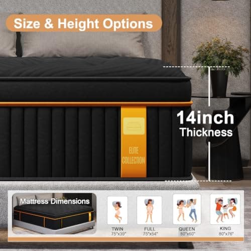 Drxspo Twin Size Hybrid Mattress 14 Inch Medium Firm Upgraded Edge Support | Twin Mattress in a Box Cooling Gel Memory Foam Pocket Springs, Motion Isolation, Pressure Relief, CertiPUR-US Certified view 3