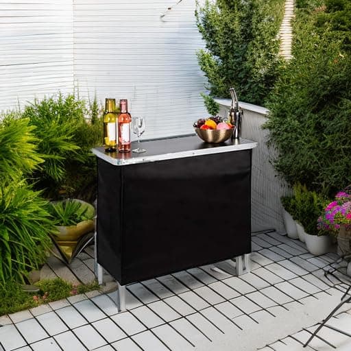 Best Choice Products Portable Pop-Up Bar Table for Indoor, Outdoor, Party, Picnic, Tailgate, Entertaining w/Carrying Case, Storage Shelf, Removable Skirt view 2