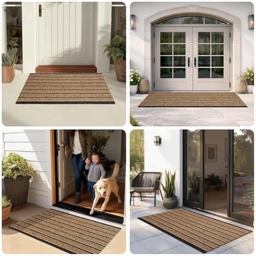 DOMUSTEX Outdoor Front Door Mat 24" x 36", Dirt Trapping Outside Entrance Rug, Non Slip Shoe Scraper, Heavy Duty Commercial Rug for Patio, Garage, Traffic Area, Office, Roll Packing view 4