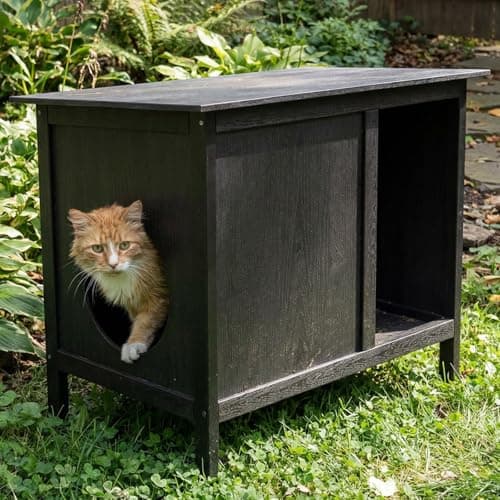 Veehoo Outdoor Cat House Weatherproof, Outside Feral Cat Shelter with Escape Door Design, Elevated Outdoor Pet Shelter for Stray Cats — image 1