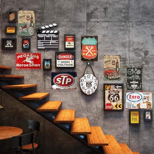 7 Pcs Vintage Metal Tin Garage Signs,Vintage Metal Tin Signs Retro Garage Signs For Men Wall Decorations Old Car Shop Posters Oil And Gas Station Sign Man Cave Decor 8×12 Inch（7pcs） view 4