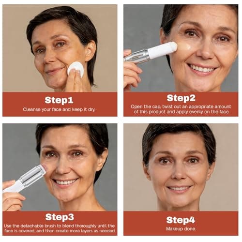 Blanc Cover Cream Stick V - Color Changing Foundation Stick, White Foundation for Older Women, Korean Makeup with Built-in Brush Foundation Makeup Moisturizing Dewy Finish Mothers Day Gifts (Ivory) view 5