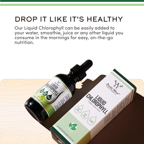 Chlorophyll Liquid Drops - for Digestion, Gut Health, Energy and Detox - Vegan Safe (Rich, Full Texture and Taste, Not Watered Down), 2oz Peppermint Flavored, by Double Wood view 3