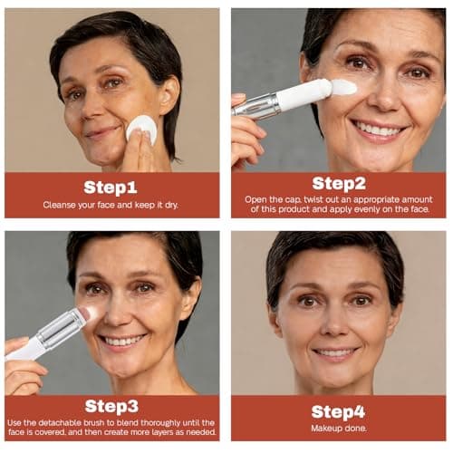 Color-Changing Foundation Stick, 2-in-1 Dual-Ended Foundation with Detachable Brush, Skin Matching Foundation Face Makeup Lightweight Non-Greasy Moisturizing and Smooth (2#Light) view 5