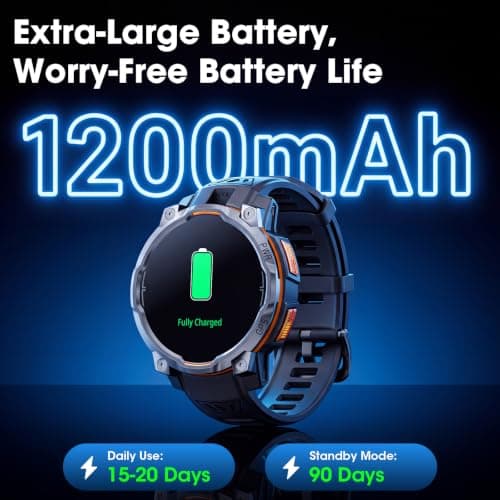 Smart Watches for Men GPS & Offline Maps,1.46''Military Smartwatch 1200mAh | Built-in Chatgpt,Rugged Smart Watch Compass,Altimeter,Barometer,100+ Sport Modes,Heart Rate/Sleep Monitor for Android/iPhone view 3