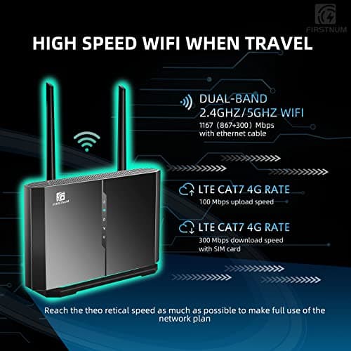 Firstnum CPE C600C WiFi Router with SIM Card Slot, 4G LTE CAT7 300 Mbps WiFi, Portable Travel Long Range Wireless Router Outdoor/Indoor 802.11a/b/n/g/ac 1200Mbps for Home/Truck/RV view 3
