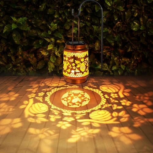 Solar Lanterns Outdoor Garden Decor, Gifts for Women, Mom, Grandma, Birthday, Thanksgiving, Decorative Waterproof Hanging Metal LED Light for Yard, Patio, Lawn, Landscape, Backyard (Bee) view 2