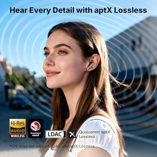 EarFun Air Pro 4+ Adaptive Noise Cancelling Wireless Earbuds, Qualcomm aptX Lossless, Dual Drivers, Translation Earbuds, Snapdragon Sound, 6 Mics AI Clear Calls, Hi-Res Sound, LDAC, Bluetooth 6.0, 54H view 3