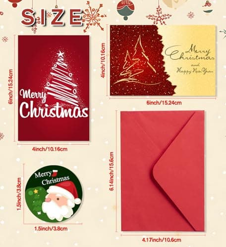HSHFAMIIY Christmas Cards, 24 Pcs Christmas Cards with Envelopes & Stickers view 2