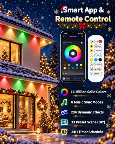200FT Permanent Outdoor Lights for House, Christmas Lights RGBIC LED String | 96‑LED IP67 Waterproof Eaves Lights, Controlled by App & Remote, 267 Scene Modes for Halloween, Parties & Daily Home Decor view 4