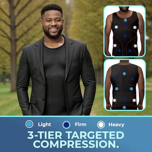 QORE LOGIQ Gynecomastia Compression Shirts for Men - Sleeveless Slimming Undershirts Tummy Control and Body Shaper Tank Top view 4