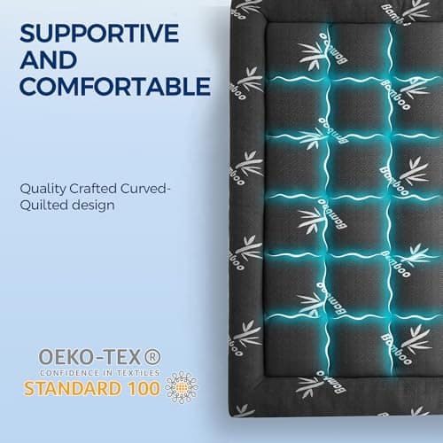 SakuraHome Twin XL Mattress Topper,Extra Thick Pillow Top Mattress Pad | Bamboo Viscose Fabric,Cooling Plush 1000 GSM Fill,18" Deep Pocket Design,Soft Breathable for Hot Sleeper,OEKO-TEX Certified view 5