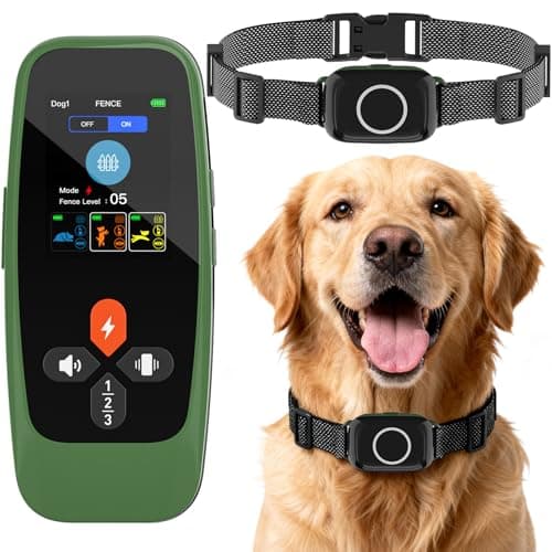 KITPLUS Wireless Dog Fence System: Electric Fence for Dogs 4-in-1 Dog Training Collar with Remote, Bark Control, Status Monitor Waterproof Electric Fence for Medium Large Dogs Outdoor Use — image 1