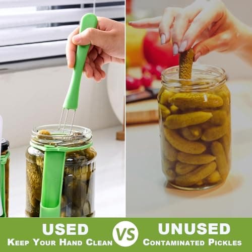 Iosjeude Pickle Fork -2 Pack pickle grabber, olive fork pickle with Rubber Apron for Pickles, Dishwasher Safe, kitchen gadgets pickle gifts pickle forks for the jar pickle holder view 7