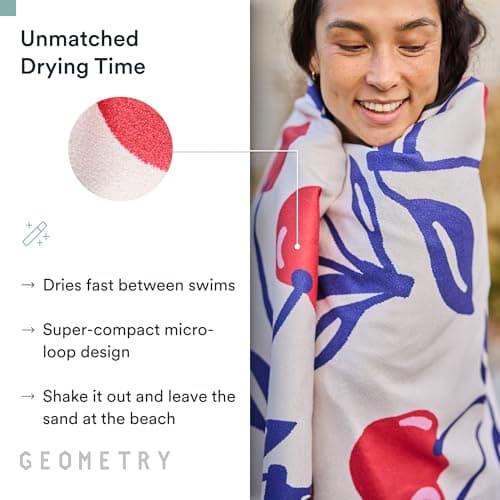 GEOMETRY Micro-Loop Beach Towel – Spring & Summer Collection – Quick-Dry, Sand-Resistant, Ultra-Absorbent Compact Towel for Beach & Travel (Cherry Slush) view 6