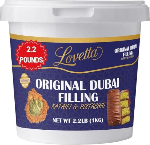 Lovetta Dubai Filling Pistachio & Knafeh Bulk 2.2lb (1kg) Tub – Dubai Chocolate Bar Spread, Rich Pistachio & Knafeh Cream, Gourmet Filling for Desserts, Pastries & Kataifi Bars – Ready to Use — image 1