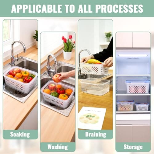Zmxiabo 3 PCS Fruit Storage Containers for Fridge Food Berry Storage Container Set with Removable Strainer Lid Berries Container for Fridge BPA-Free Plastic Crisper for Long-Term Freshness view 5