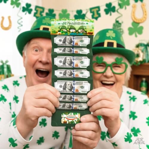 Web Launcher String Shooters St. Patrick's Day Money Holder-10 Slot Cash Envelope Card for Easter, Birthday, Graduation | Creative Gift for Teens, Kids, Adults, Men & Women (Green, 1Pcs) view 4