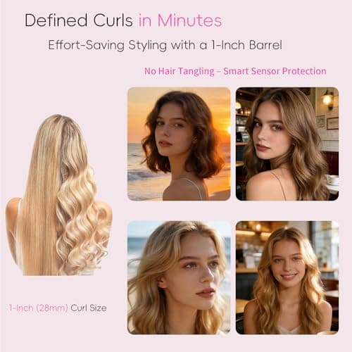 Automatic Curling Iron, 1 Inch 2-Way Auto Rotating Hair Curler for Long Thick Hair, Fast Heating Ceramic Curling Wand with 3 Heat Settings, Anti-Scald, Beginner Friendly, 60 Mins Auto Shut-Off view 2