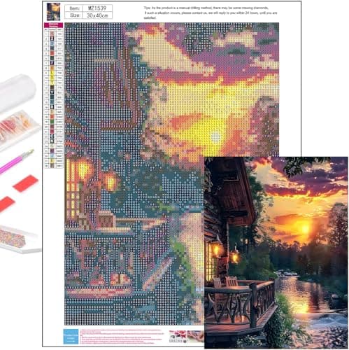 Axquilon Landscape Diamond Art Kits for Adults - Diamond Painting Kits for Adults Beginner, DIY 5D Full Drill Gem Art for Home Wall Decor 12x16 inch view 4