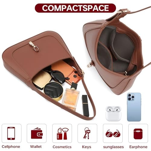 Goinsound Shoulder Bag for Women Small Shoulder Purses Top Handle Handbags Adjustable Strap Crossbody Crescent Bag view 5