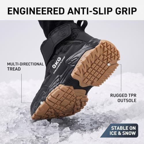 Kids Snow Ankle Boots Waterproof Winter Shoes for Boys Girls Children Youth, Anti-Slip ‌Hook & Loop‌ Zip Insulated Lined for Outdoor Cold Weather Hiking view 4