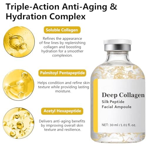 Silk Peptide Intensive Lifting Ampoule, Deep Collagen Serum, Copper Peptides, Instant Face Lift, Smooth-Looking Skin for Skincare, 1.01 Fl Oz / 30ML view 3