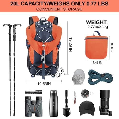 Seektop Ultra Lightweight & Packable Hiking Backpack 20L,Water-Resistant Foldable Daypack for Men Women, Compact for Hiking,Travel,Outdoor view 5