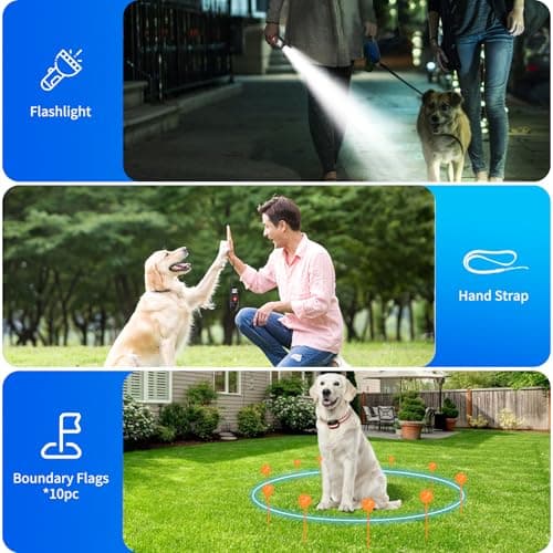 VIVIDVISTA Wireless Dog Fence for 2 Dogs - Adjustable up to 1640ft Electric Fence, 185 Days Standby Time Training Collar, Pet Containment System with 3 Training Modes, Flash Light and Waterproof view 6
