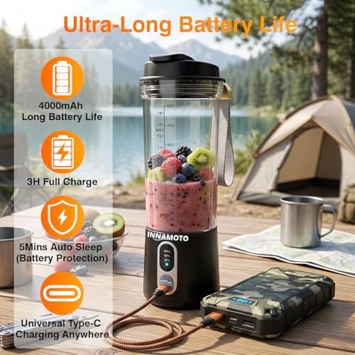 Portable Personal Size Mini Blender - 20oz Cordless Smoothies Blender Type-C Rechargeable, BPA-Free Juice Cup, Freshly Squeezed in Outside/Office/Gym view 6