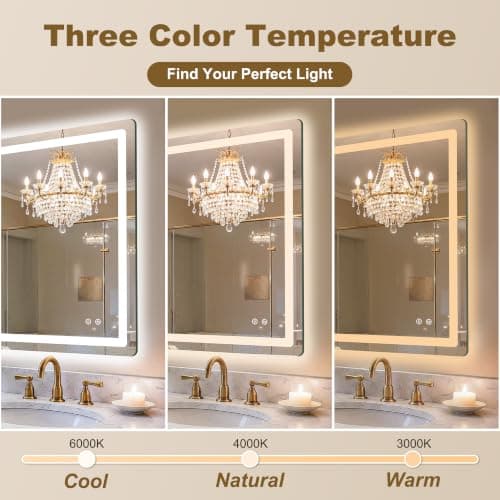 LED Bathroom Mirror with Lights, 2 Pack 32" x 24" Lighted Vanity Mirror | Frontlight+Backlit, 3 Colors Dimmable Brightness, Anti-Fog, Memory Function, Shatterproof Tempered Glass, Horizontal/Vertical view 5