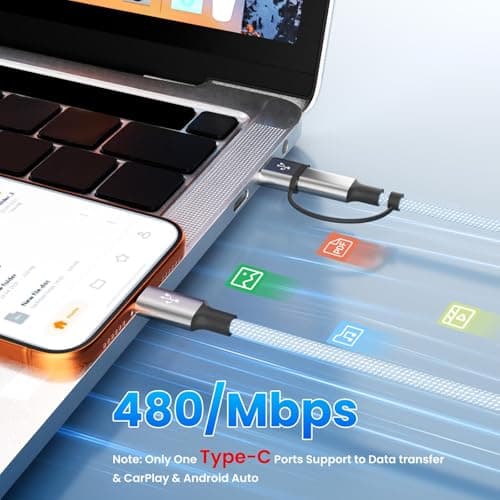 Jogrytece Upgrade 4 in 2 Multi Charging Cable, USB C Cable with 3 X Type-C/IP, Travel Holiday Essentials Phone Charger Cord for iPhone 17/16/15/14, Galaxy, Android (2Pack 5FT) view 6