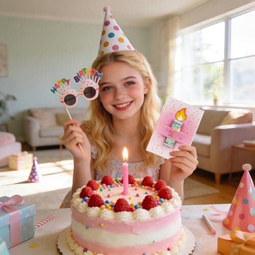 Unique Gold Foil Birthday Cards with Envelopes - Birthday Candle Creative Designs Design, Fun Playful Money Holder Cards, Exquisite Women's Birthday Cards for Family, Kids & Friends(Pink-1) view 5