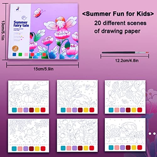 JUNQIU Watercolor Coloring Books for Kids Ages 4-8, Pocket Watercolor Painting Book for Toddlers, Arts and Crafts for Girls Gifts, Stocking Stuffers For Kids view 3