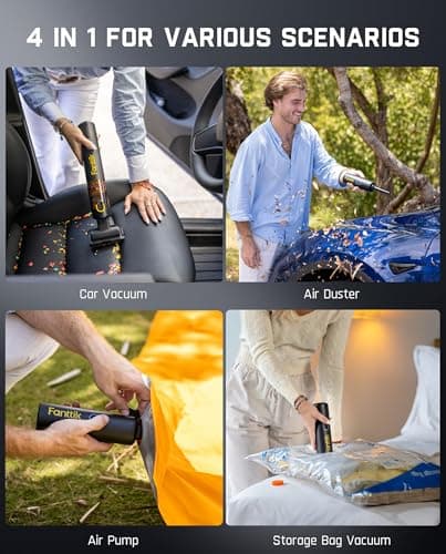 Fanttik Slim V8 APEX Car Vacuum, 4-in-1 Portable Mini Cordless Vacuum with 19000pa Suction Power, Type-C Charge, 2 Suction Modes, Handheld Vacuum for Small Jobs, Car, Office Desk, Keyboards (Black) view 2