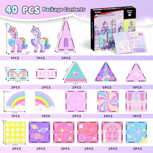 GobiDex Magnetic Building Blocks Unicorn Toys for Girls, Princess Magnetic Tiles Building Toys for Kids Ages 3-5 4-8, STEM Sensory Toddler Game Birthday Gift for Girls Boys Ages 3+ view 6