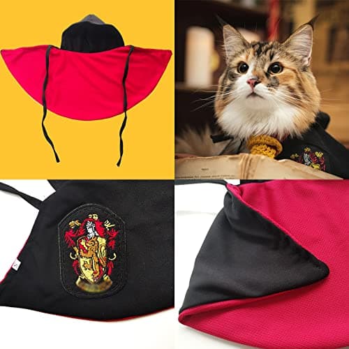 Dog Cat Costumes with Glasses and Neckties,Cosplay Costume Set Perfect for Party and Gifts for Cat Dog (Gryffindor, Medium) view 6