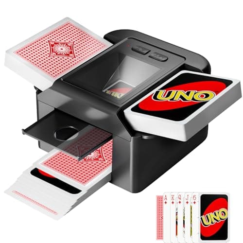 Automatic Card Shuffler for 1–2 Decks, Rechargeable Quiet Electric Card Shuffling Machine with USB-C, Dual Mode Auto Shuffler for UNO, Poker, Blackjack, Texas Hold’em, Portable for Home,Party,Travel