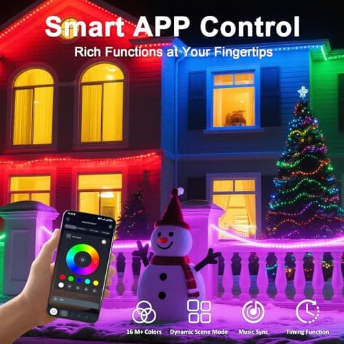MIHEAL 100FT Outdoor LED Strip Light IP67 Waterproof,Outside RGB Lights with App/Remote Control,Color Changing,Music Sync Rope Light for Balcony,Deck,Rooftop,Garden,Pool view 6