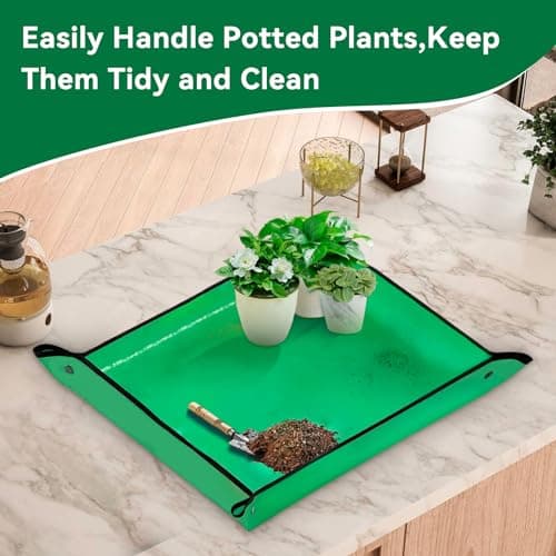 vuicci Plant Repotting Mat 26.8" X 26.8",Square Succulent Gardening Mat Waterproof Transplanting Mat Thickened Foldable Soil Change Mat and Potting Soil Mess Control Tidy Tray Repotting Mat view 5