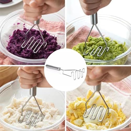 2 Pcs Potato Masher Set – Heavy Duty Stainless Steel & Wire Design, Rust-Proof Dual Kitchen Mashers for Potatoes, Avocados, Vegetables – Ergonomic Dishwasher-Safe Utensils for Cooking, Baking view 6