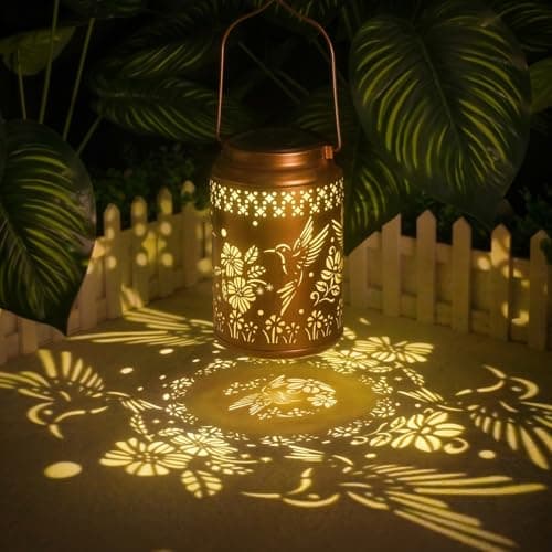 Mothers Day Gifts for Mom, Hummingbird Solar Lanterns Outdoor Waterproof - Birthday Gifts for Women, Hanging Solar Lantern for Yard, Patio, Porch, Garden Decor view 5