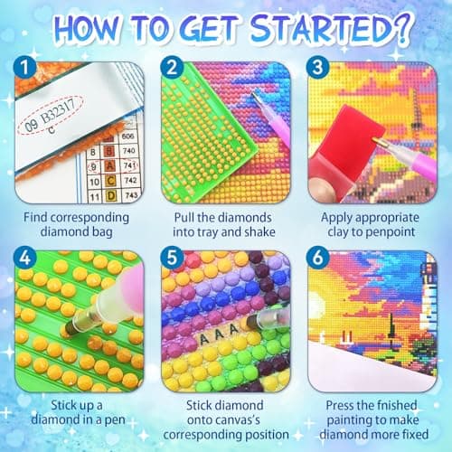 SuanFA Diamond Art Kits for Adults,Bohemian Sun & Mountain Landscape,Easy Diamond Painting for Teens Beginners for Home Wall Decor (12x16inch) view 6