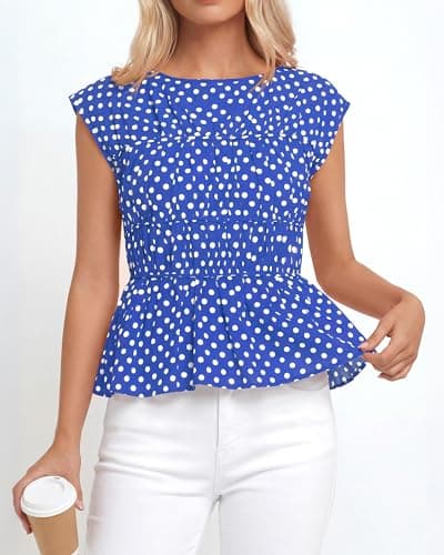 BTFBM Casual Short Sleeve Shirts Summer 2026 Going Out Tops for Women Trendy Polka Dots Work Blouses Tunics view 6