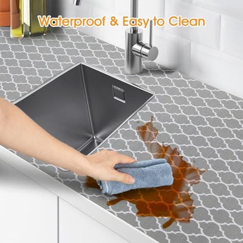 Shinlendid Shelf and Drawer Liner for Kitchen Cabinets Non-Adhesive, Strong Grip Non-Slip Thickened Cabinet Liners for Shelves, Waterproof Mats for Dresser Cupboard, Gray, 12 in x 10 Feet view 4