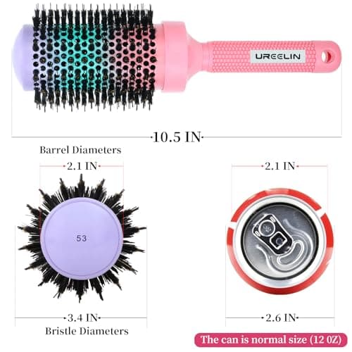 UREELIN Round Brush for Blow Out - 2.1 Inch Large Nano Thermal Ceramic & Ionic with Boar Bristles - Salon Blow Drying Hair Brush for Drying,Volumizing, Curling, Shine & Smooth Styling view 5