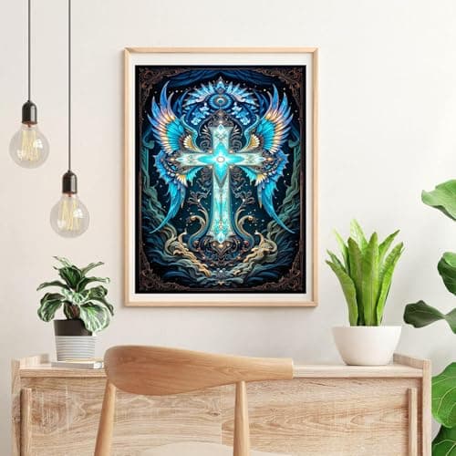 igoodom Cross Diamond Art Kits for Adults, Religion Diamond Painting Kit, Full Drill Round Diamond Art Kits, DIY Gem Art and Crafts for Home Wall Decor Gift 12x16inch view 3